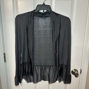 Piazza Del Tempio Sheer Ruffle Cardigan M  Italy Silk Detail Romantic Victorian